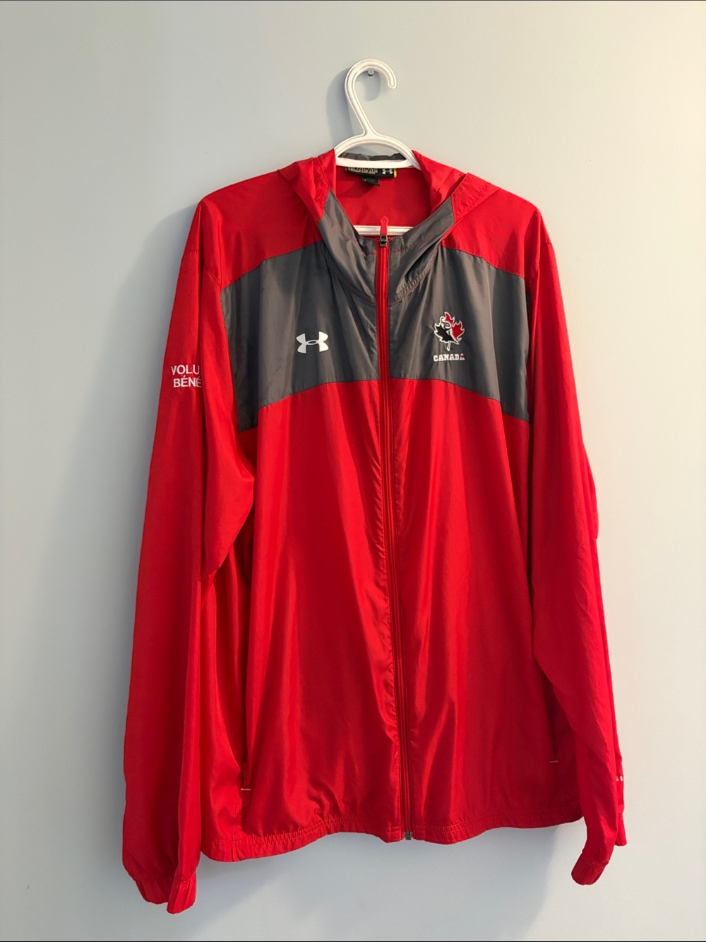 Under Armour Red and Gray Canada Team Windbreaker Jacket
